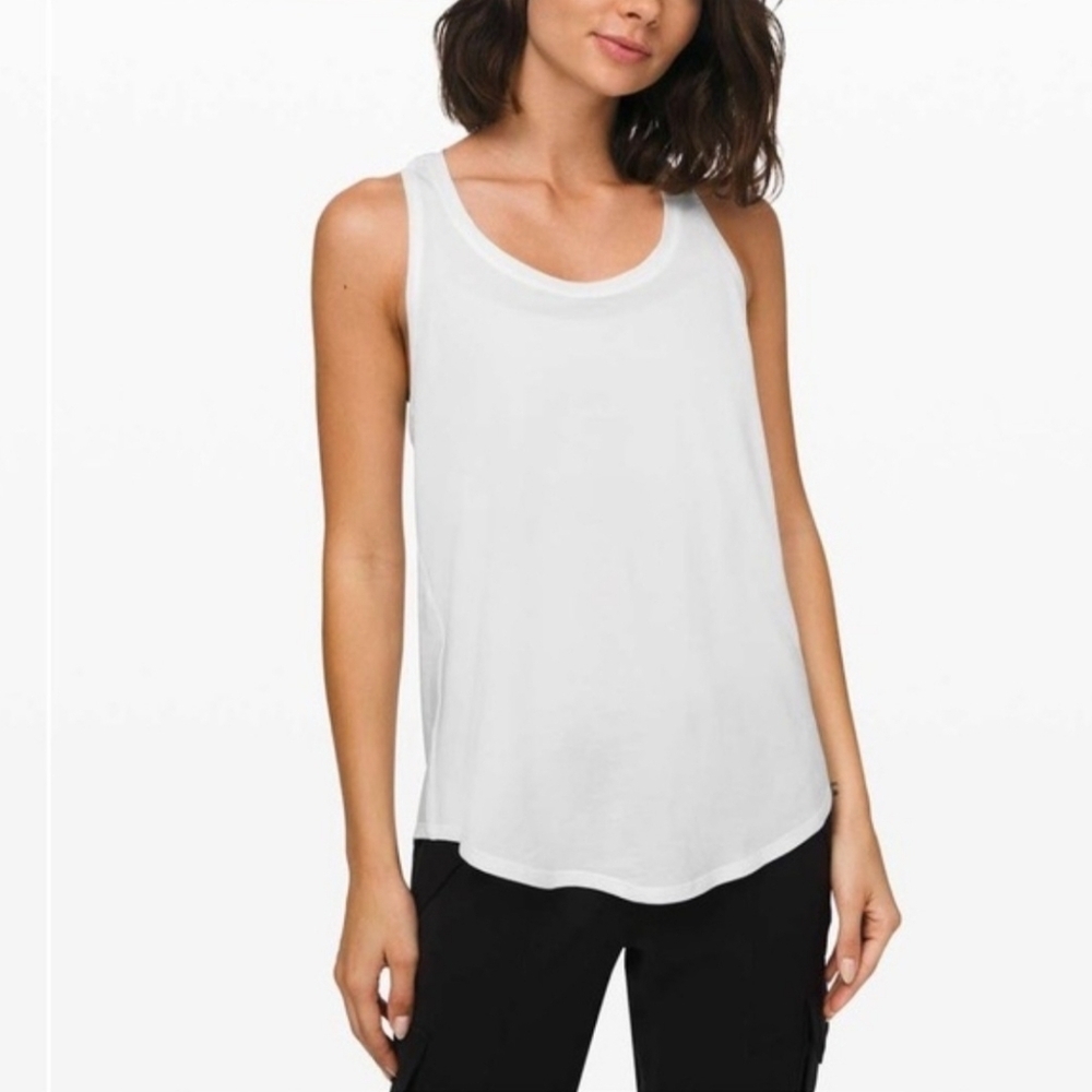 🛍 Lululemon Love Tank *Pleated White Cotton Racerback Tank Top Athletic Yoga